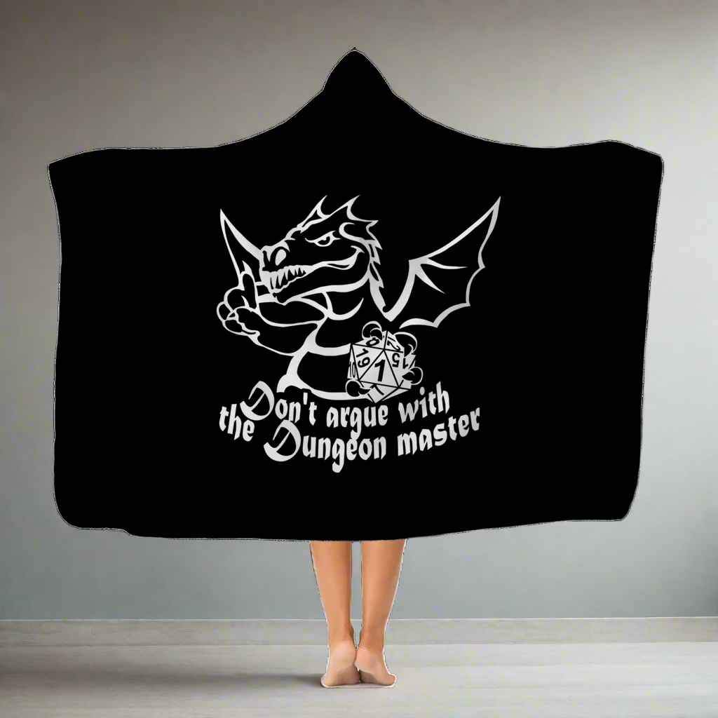 Don't Argue With The DM Fantasy RPG Dice Hooded Blanket | Dungeon Master | Tabletop RPG | Tabletop Games | RPG Blanket | Role Playing Game Hooded Blanket Main image