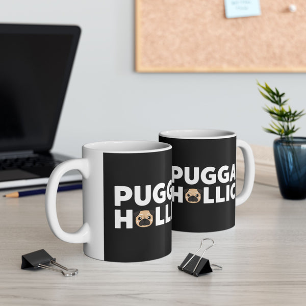 Puggaholic Pug Mug 3 | Pug Coffee Mug | Pug Dog Gifts | Pug Presents | Pug Mug 11oz