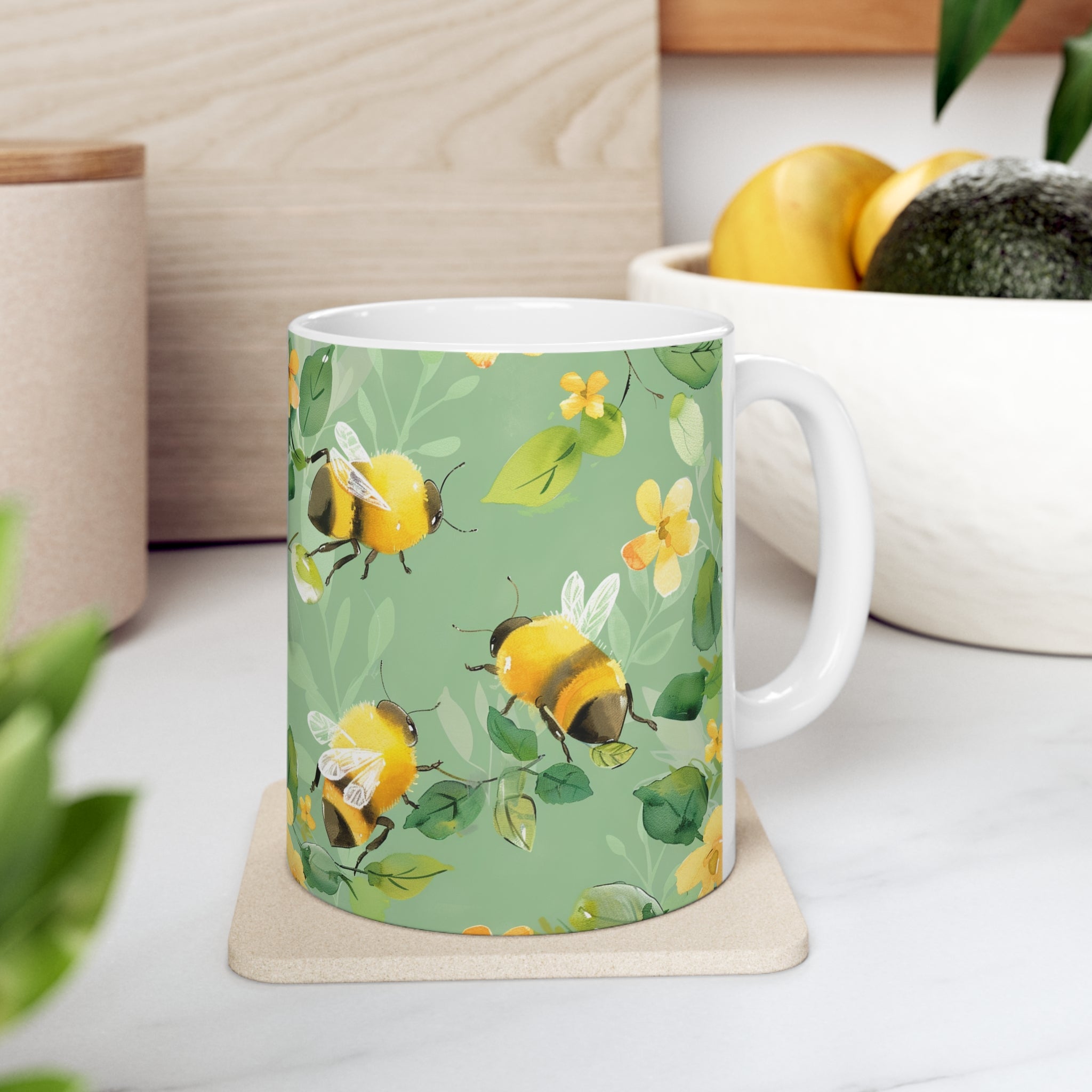 Bee Mug | Bee Gifts | Bee Presents | Watercolor Bees Ceramic Mug 11oz