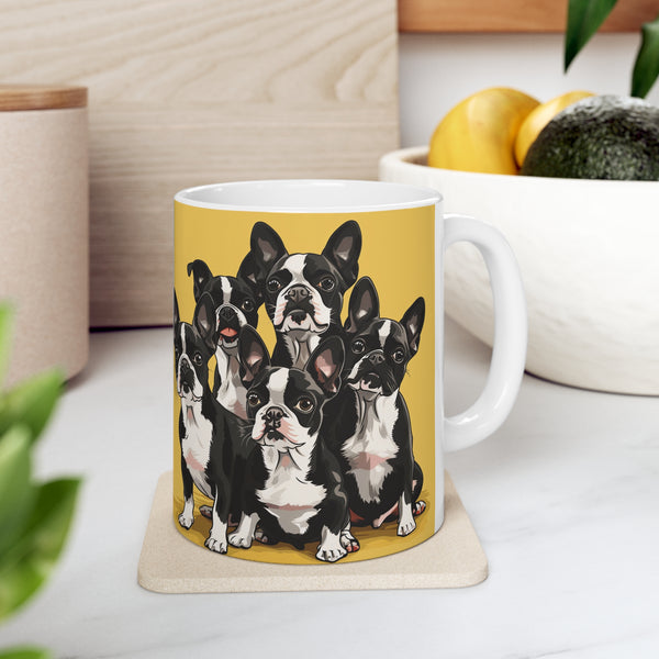 Boston Terrier Mug | Boston Terrier Gifts | Boston Terrier Presents | Group of Boston Terrier Ceramic Mug 11oz