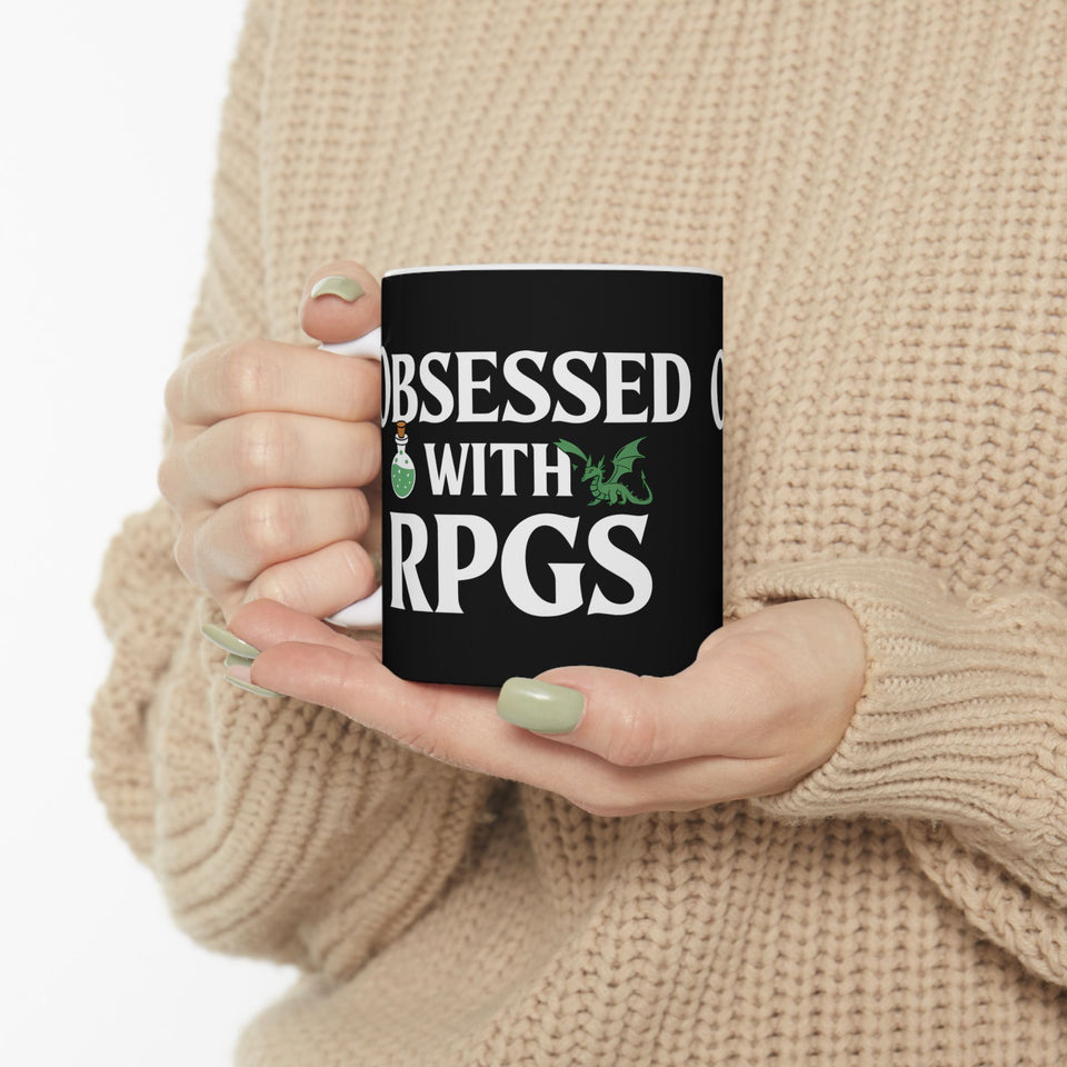 Obsessed With RPGs Ceramic Mug | Fantasy Role Playing Game Gifts (11oz)