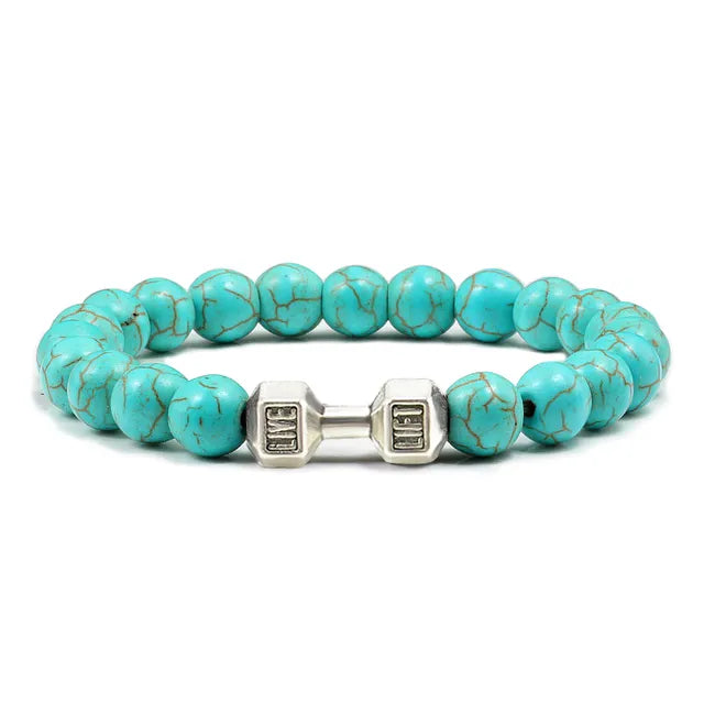 Gym Dumbbell Fitness Natural Volcanic Stone Bracelet