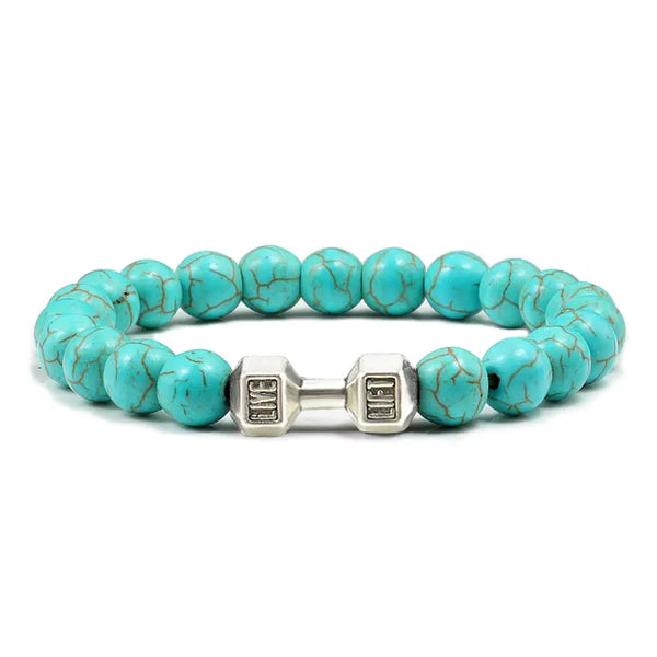 Gym Dumbbell Fitness Natural Volcanic Stone Bracelet