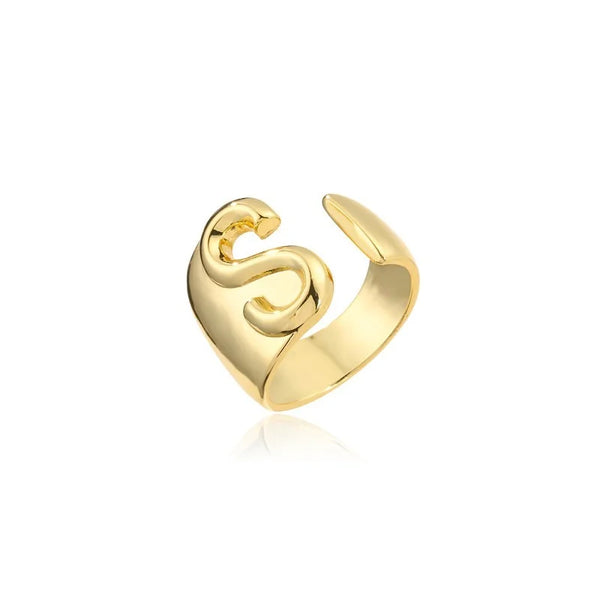 Adjustable Gold Alphabet Ring