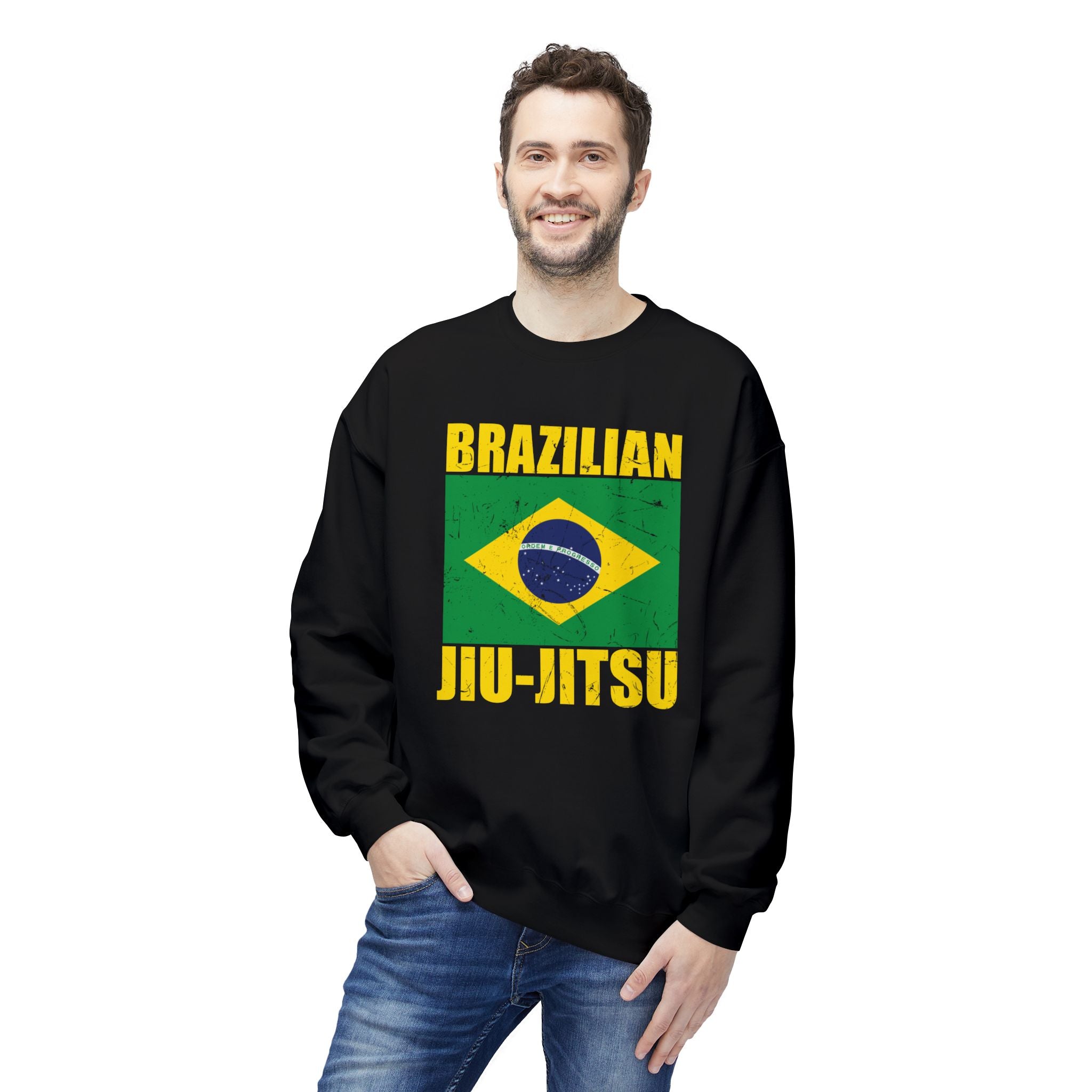 Brazilian Jiu Jitsu Flag BJJ Unisex Midweight Softstyle Fleece Crewneck Sweatshirt Main image