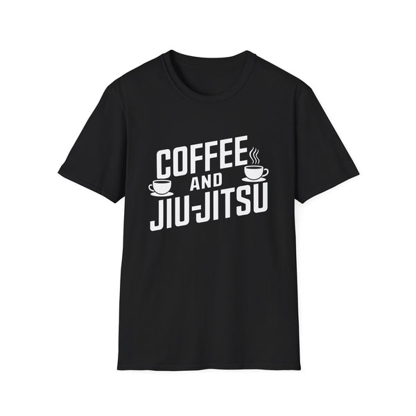 Coffee and Jiu Jitsu Shirt | BJJ Gift | Brazilian Jiu Jitsu Merchandise - Unisex Softstyle T-Shirt