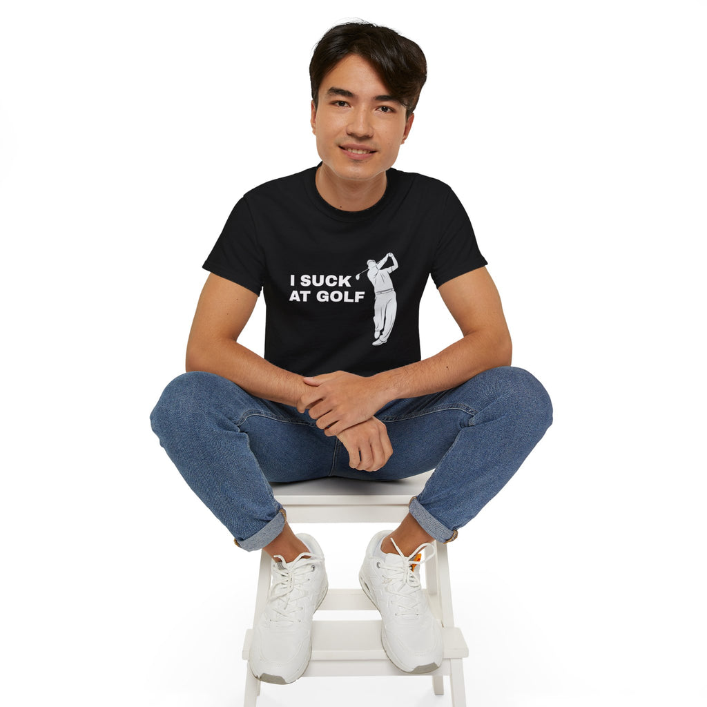 I Suck At Golf Shirt | Golf Gifts | Golf Merchandise | Golf Unisex T-Shirt