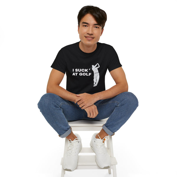 I Suck At Golf Shirt | Golf Gifts | Golf Merchandise | Golf Unisex T-Shirt