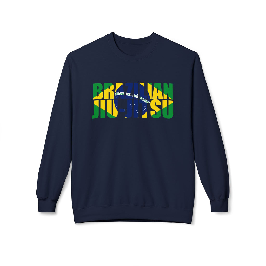 Brazilian Jiu Jitsu Flag 3 BJJ Unisex Midweight Softstyle Fleece Crewneck Sweatshirt