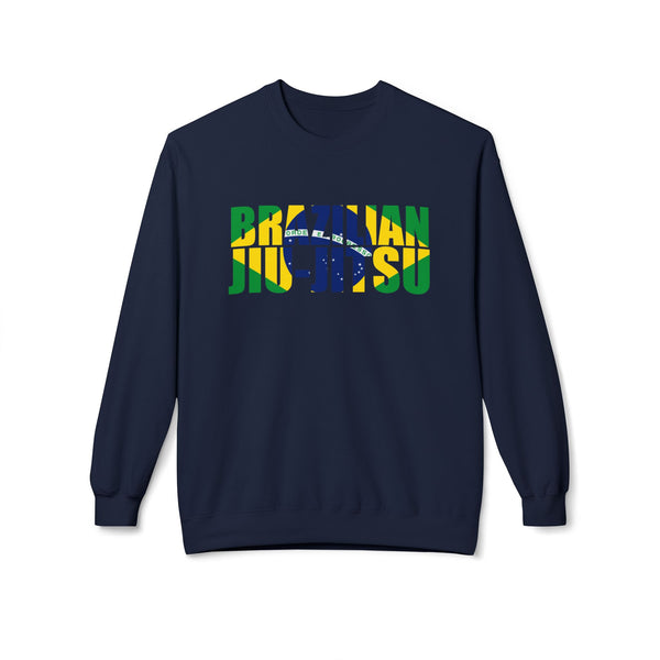 Brazilian Jiu Jitsu Flag 3 BJJ Unisex Midweight Softstyle Fleece Crewneck Sweatshirt