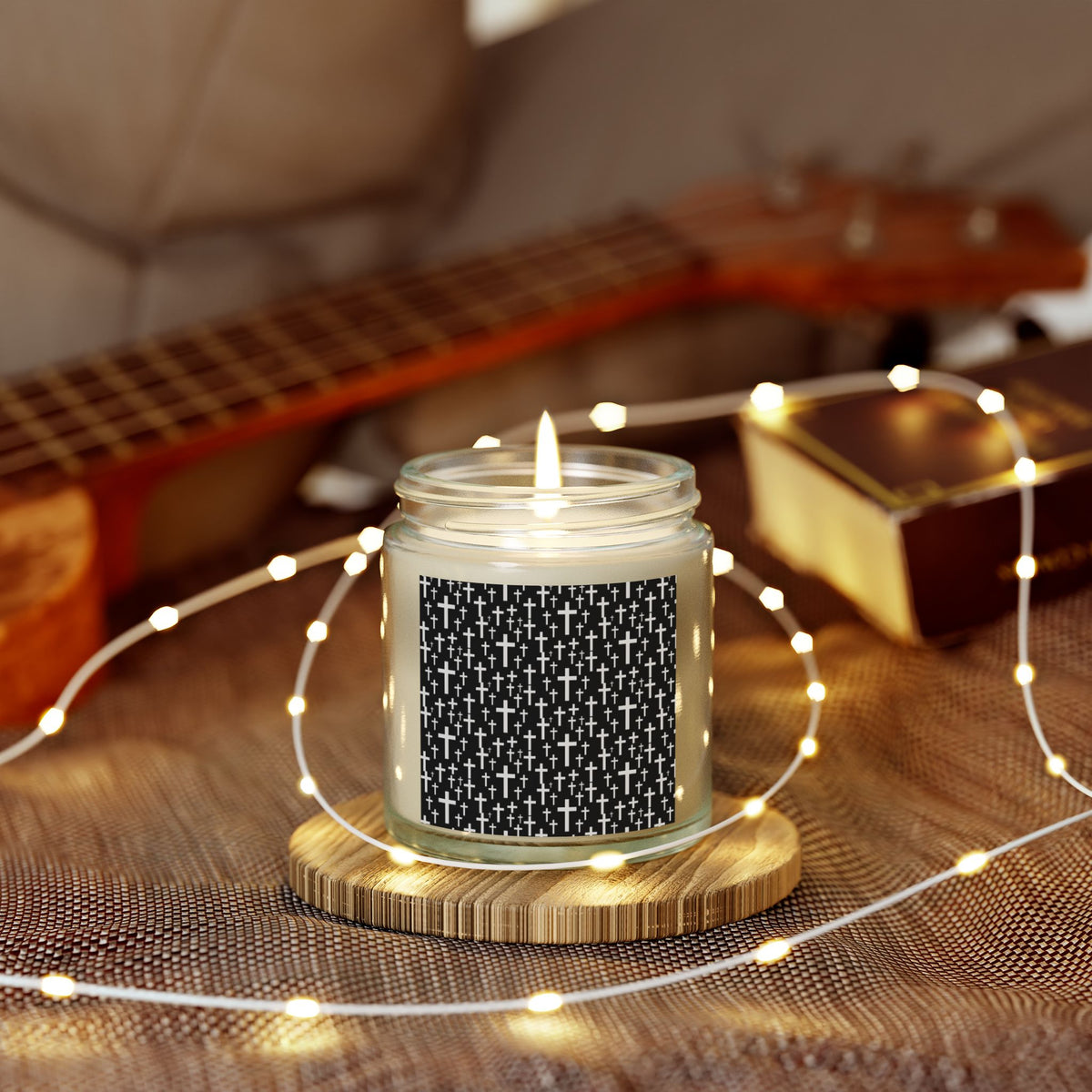 Faith Cross Jesus Scented Candle - Christian Jesus Coconut Apricot Wax Candle (4oz, 9oz)