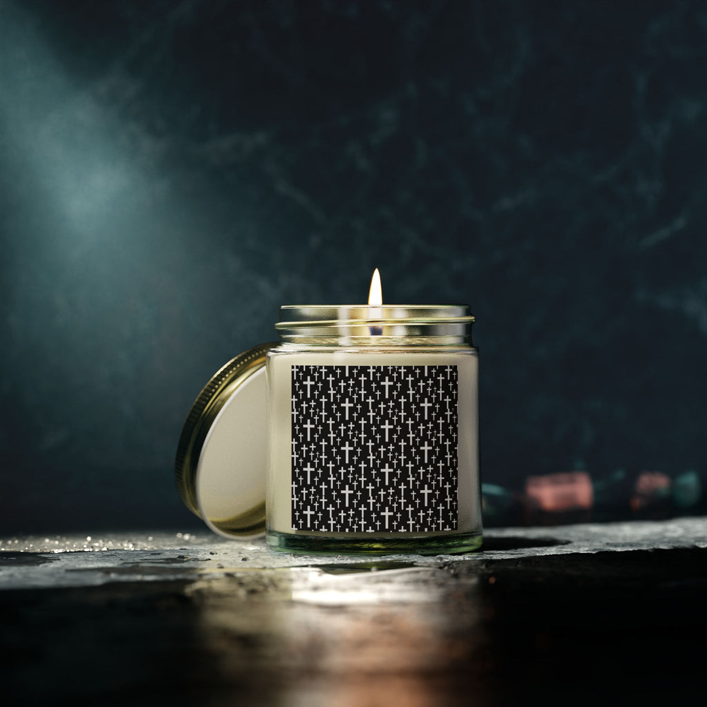 Faith Cross Jesus Scented Candle - Christian Jesus Coconut Apricot Wax Candle (4oz, 9oz)