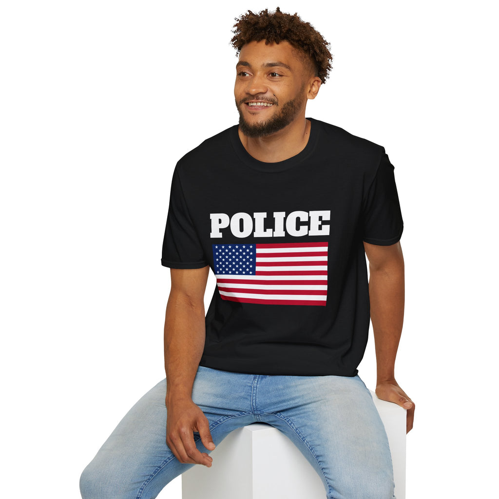 Police American Flag 4th of July USA Flag Patriotic T-Shirt - Police Officer American Flag 4th of July USA Tee