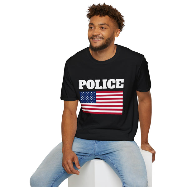 Police American Flag 4th of July USA Flag Patriotic T-Shirt - Police Officer American Flag 4th of July USA Tee