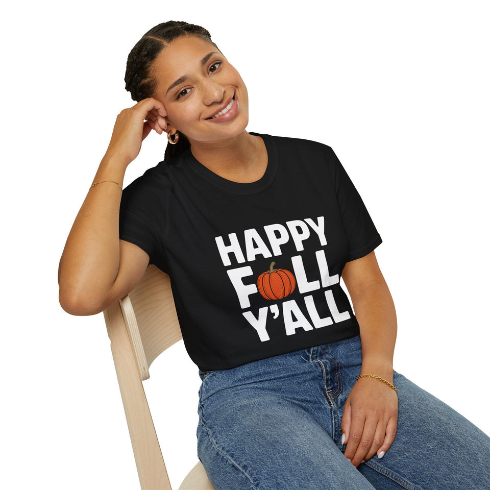 Happy Fall Yall Autumn - Unisex Softstyle T-Shirt
