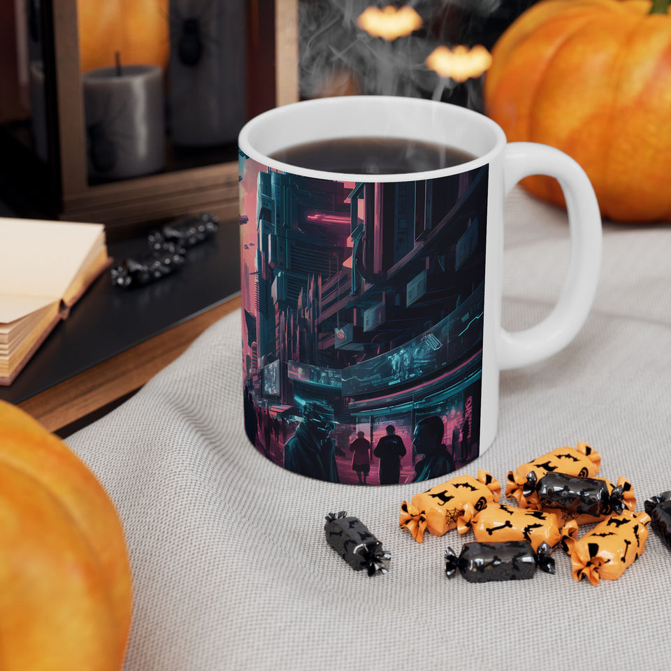 Cyberpunk City Skyline Ceramic Mug (11oz, 15oz)