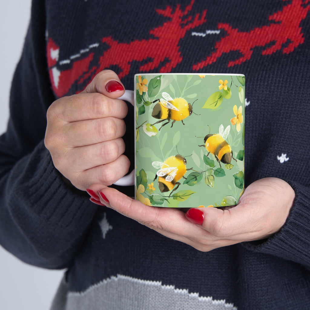 Bee Mug | Bee Gifts | Bee Presents | Watercolor Bees Ceramic Mug 11oz