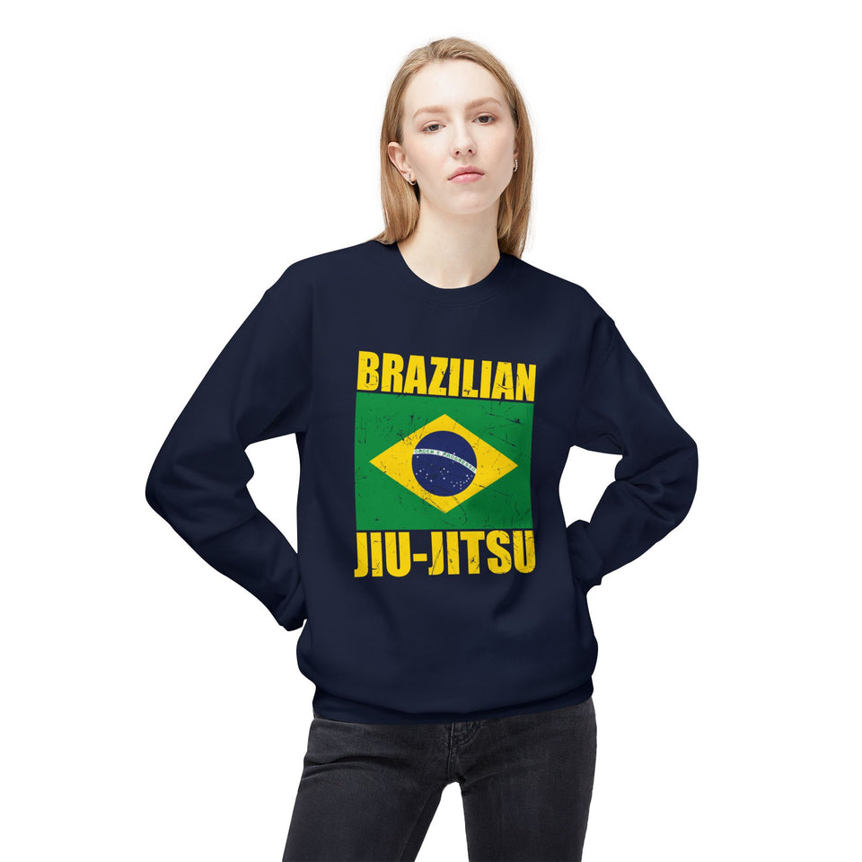 Brazilian Jiu Jitsu Flag BJJ Unisex Midweight Softstyle Fleece Crewneck Sweatshirt