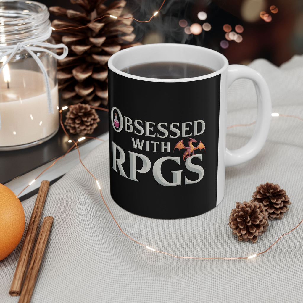 Obsessed With RPGs Ceramic Mug | Role Playing Game Gifts (11oz)