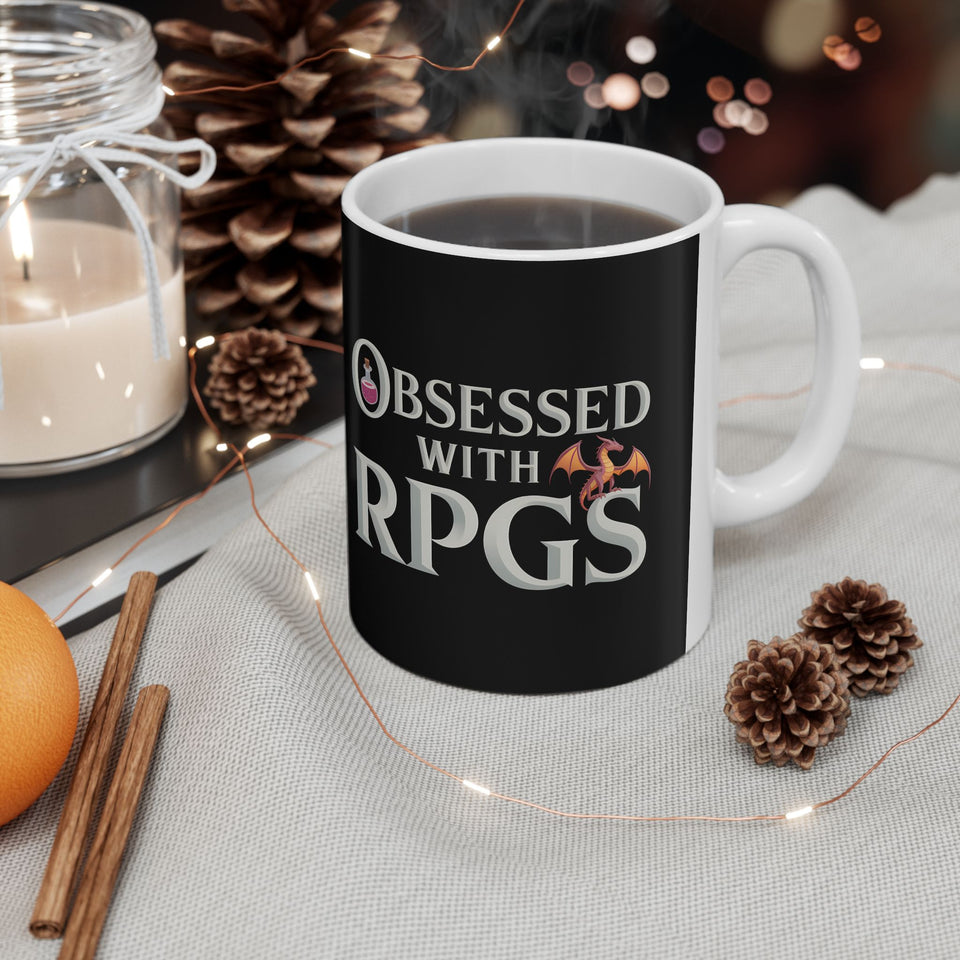 Obsessed With RPGs Ceramic Mug | Role Playing Game Gifts (11oz)