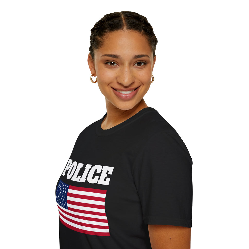 Police American Flag 4th of July USA Flag Patriotic T-Shirt - Police Officer American Flag 4th of July USA Tee