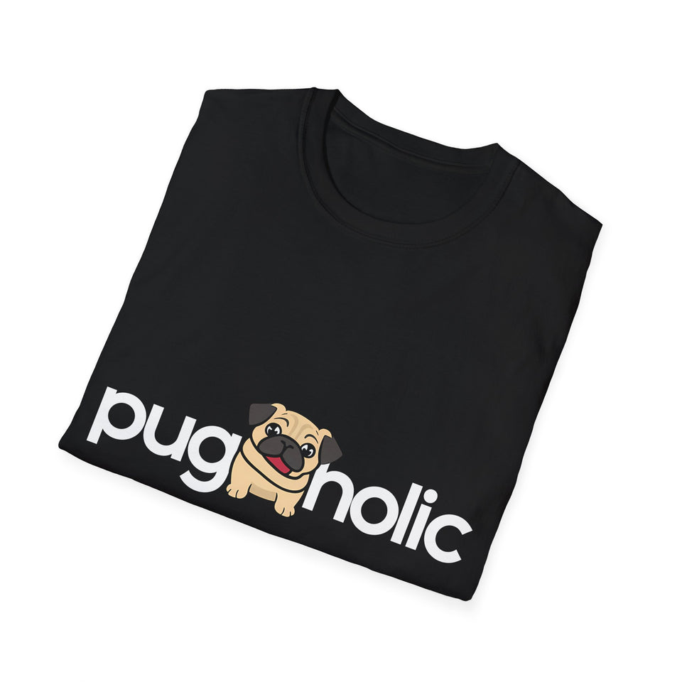 Puggaholic Pugs T-Shirt 2 | Pug Gifts Unisex Pug T-Shirt