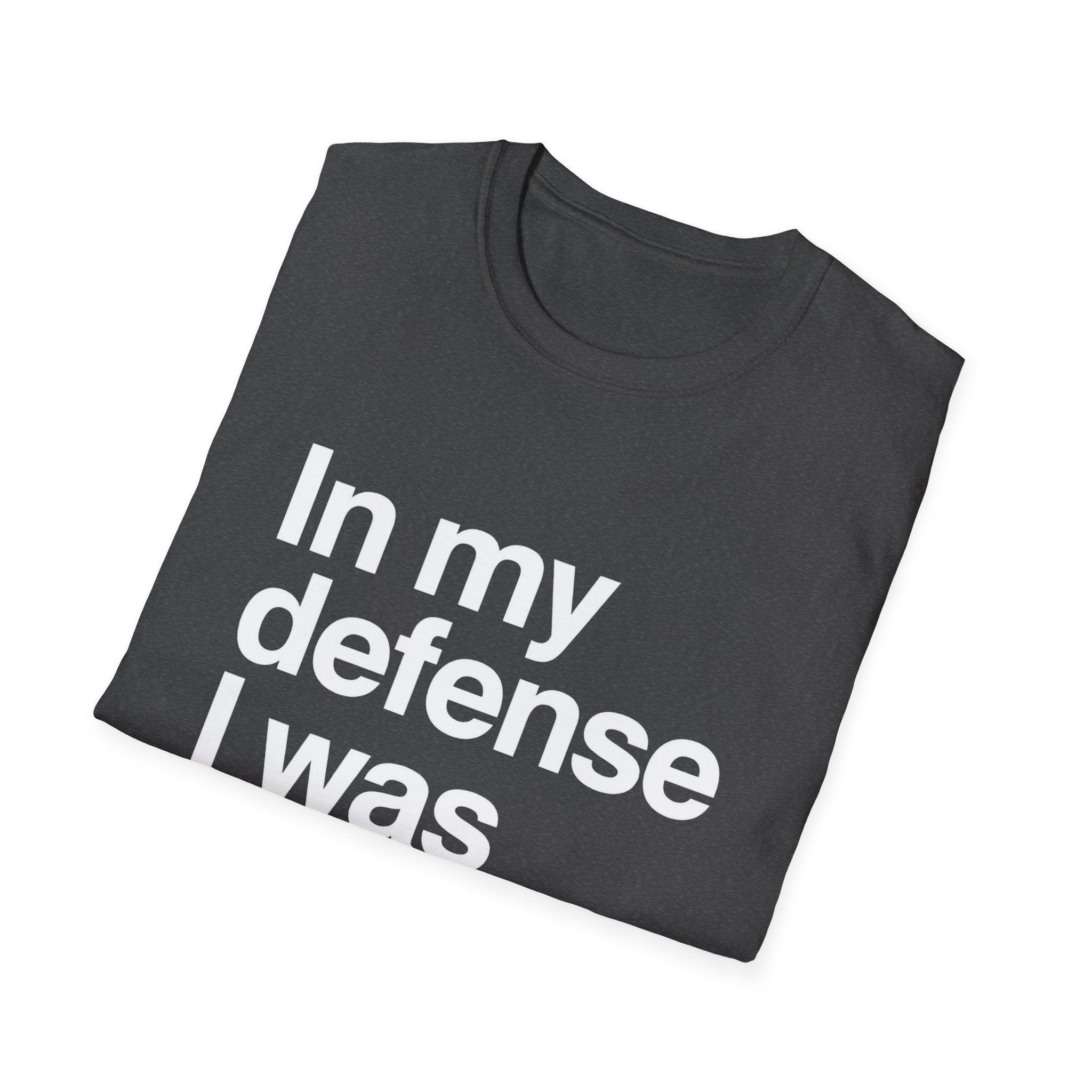 In My Defense I Was Bored Graphic T-Shirt — Funny Casual Tee for Humor Lovers