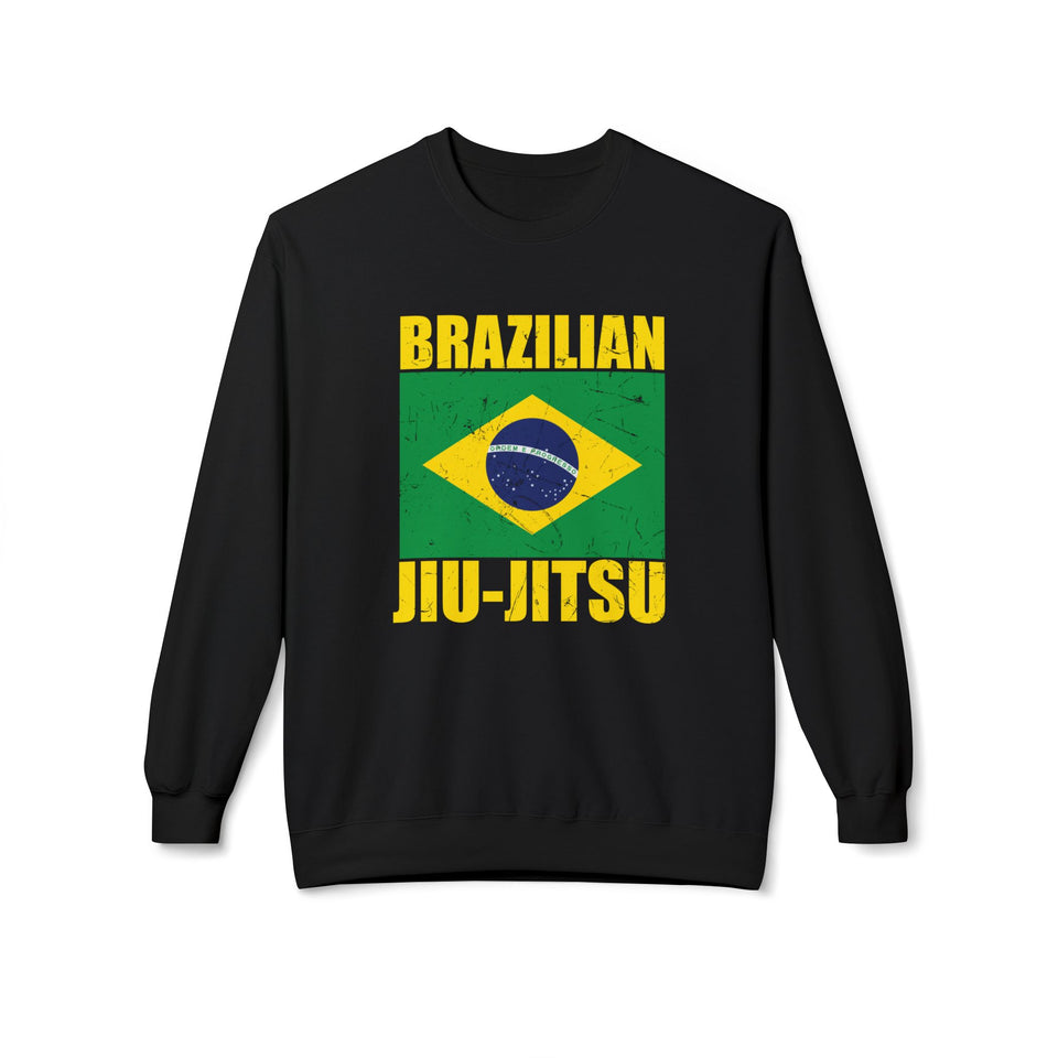 Brazilian Jiu Jitsu Flag BJJ Unisex Midweight Softstyle Fleece Crewneck Sweatshirt