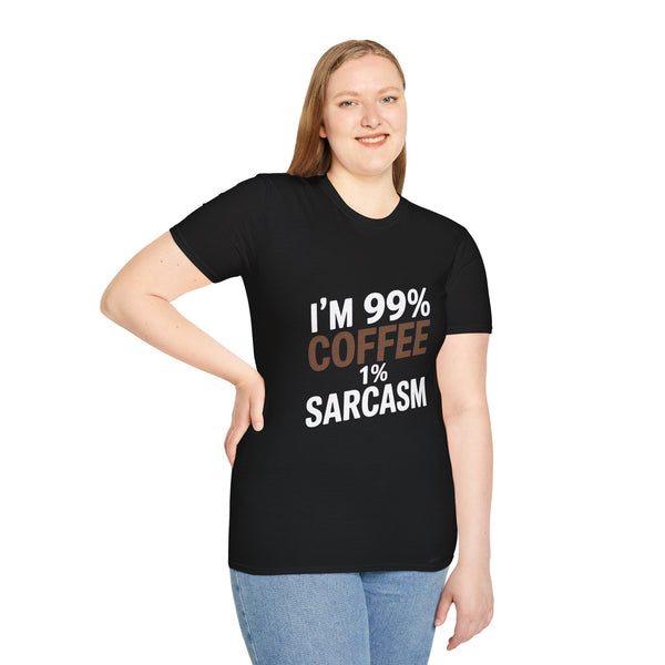 Coffee Lover T-Shirt - I’m 99% Coffee 1% Sarcasm Coffee Shirt