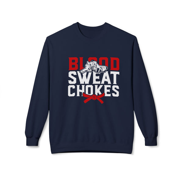 Brazilian Jiu Jitsu Blood Sweat & Chokes BJJ Unisex Midweight Softstyle Fleece Crewneck Sweatshirt