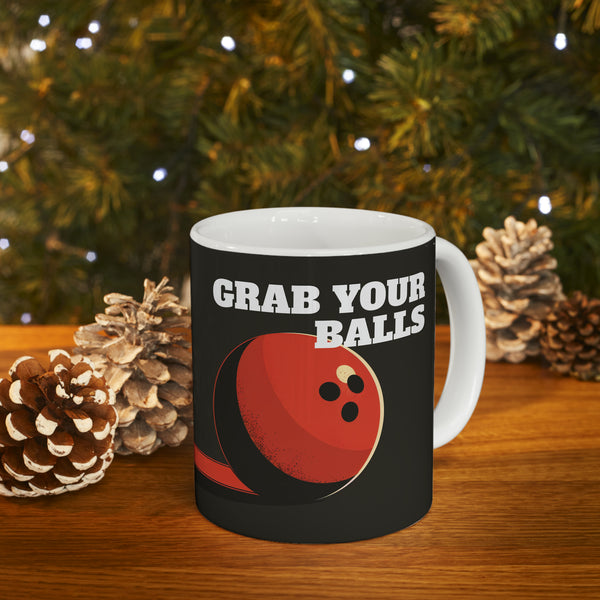 Funny Bowling Mug | Grab Your Balls Bowling Coffee Mug | Bowling Gifts | Funny Bowling Presents | Bowling Mug 2 11oz