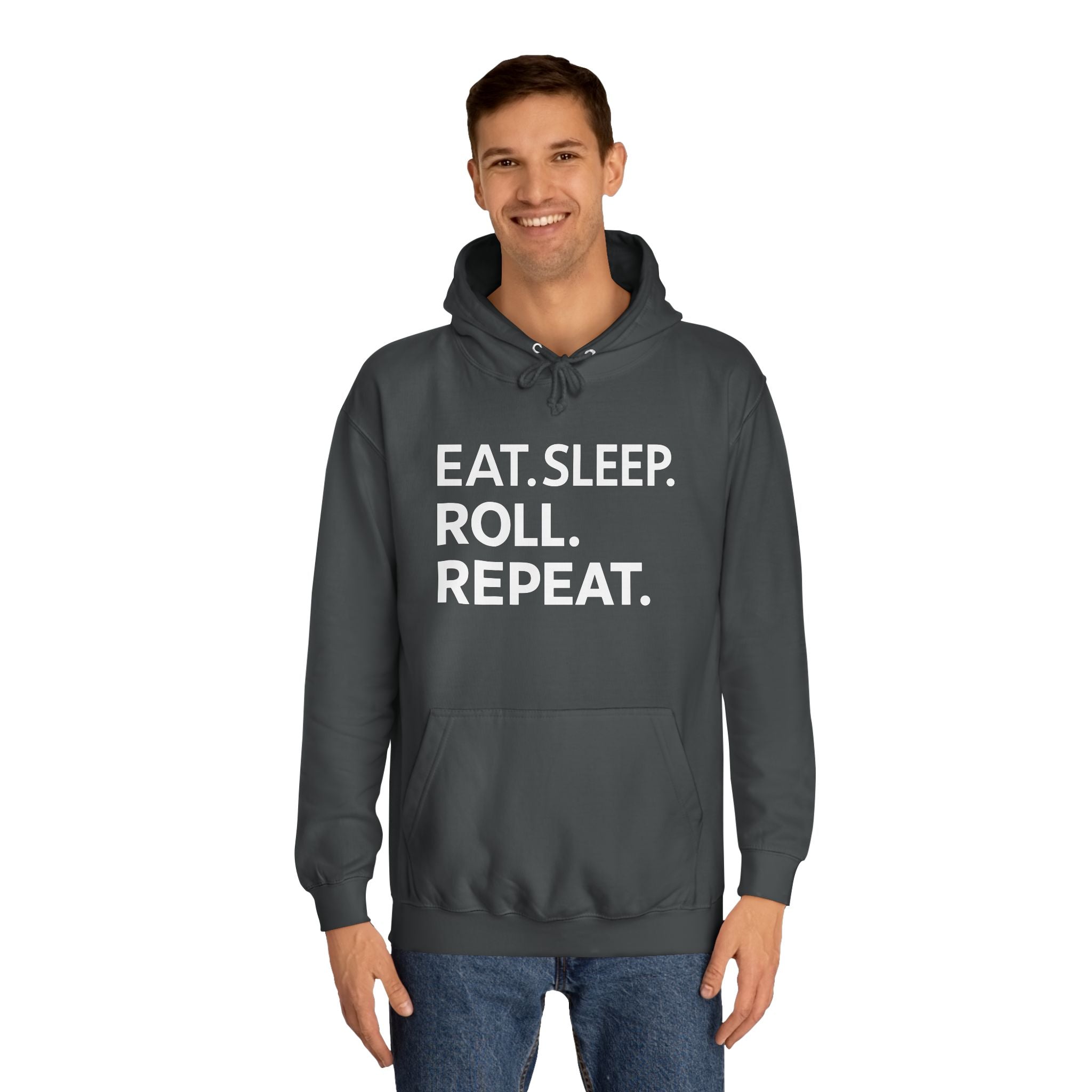 Eat Sleep Roll Repeat BJJ Unisex College Hoodie | Brazilian Jiu Jitsu Gift Hoodie