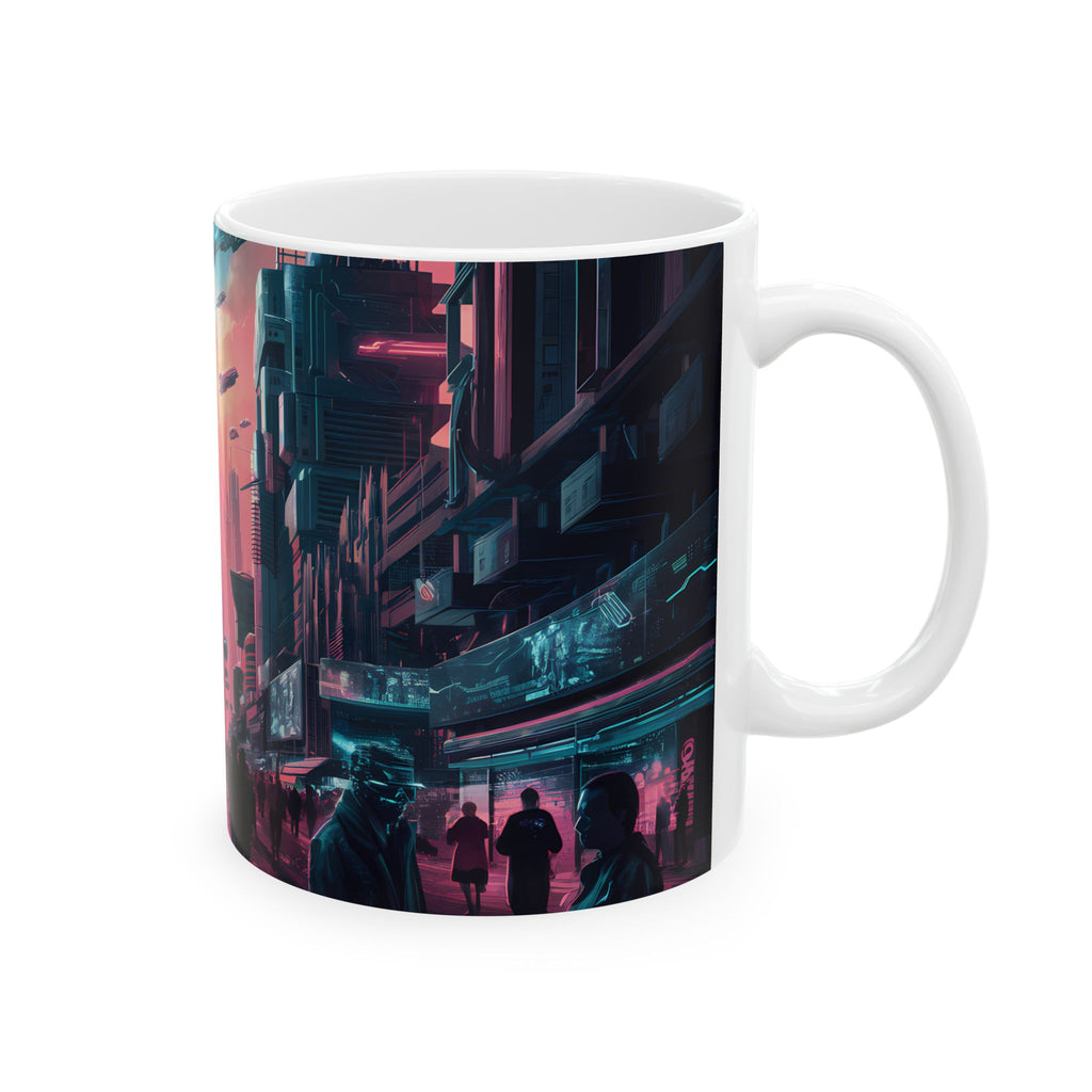 Cyberpunk City Skyline Ceramic Mug (11oz, 15oz)