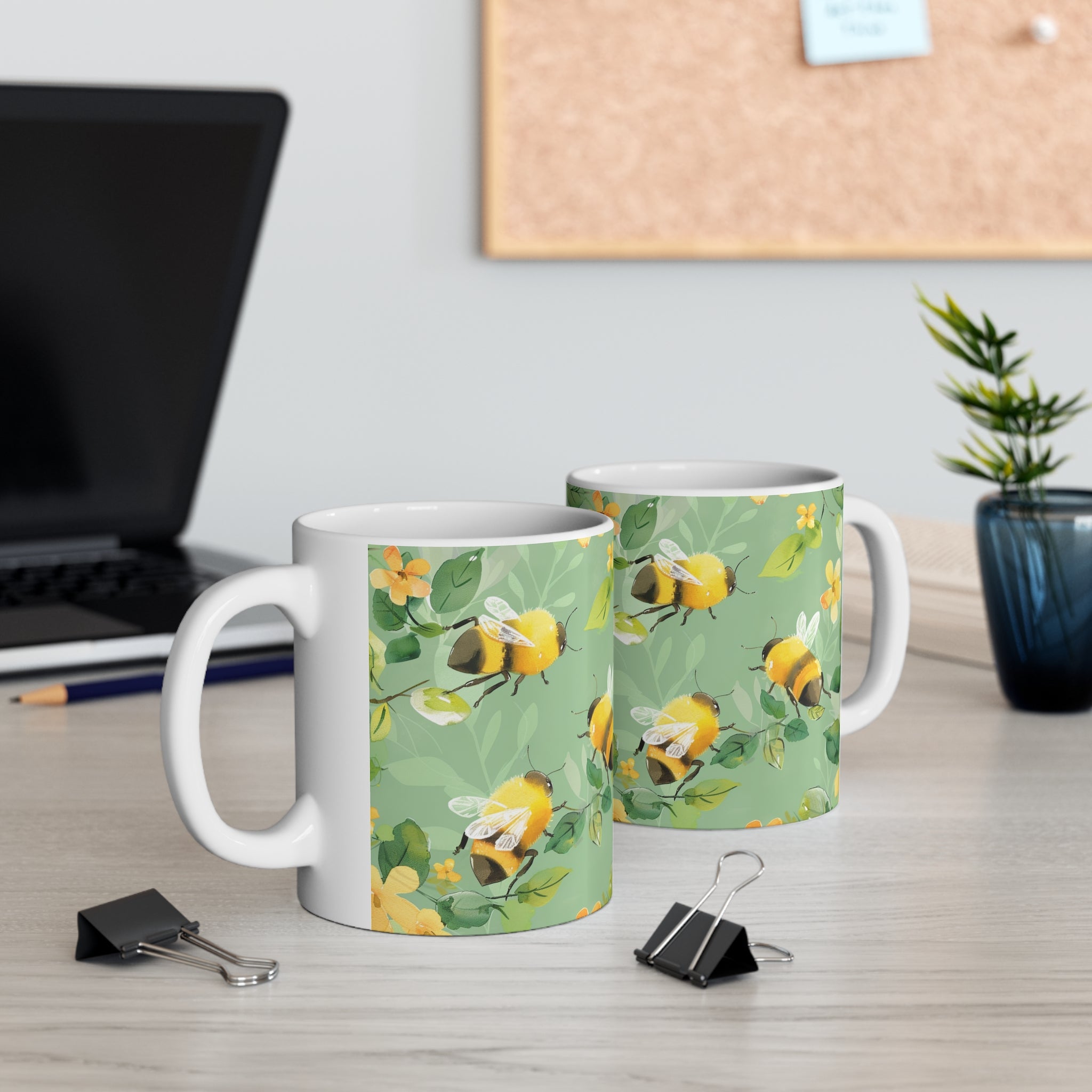 Bee Mug | Bee Gifts | Bee Presents | Watercolor Bees Ceramic Mug 11oz