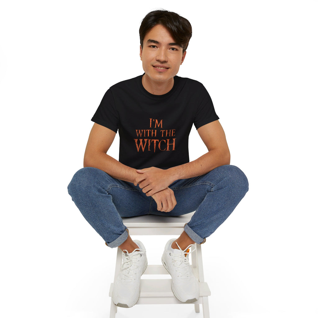 I'm With The Witch Halloween Funny Halloween Costumes Shirt | Happy Halloween Gifts | Scary Halloween Merchandise | Spooky Halloween Unisex T-Shirt