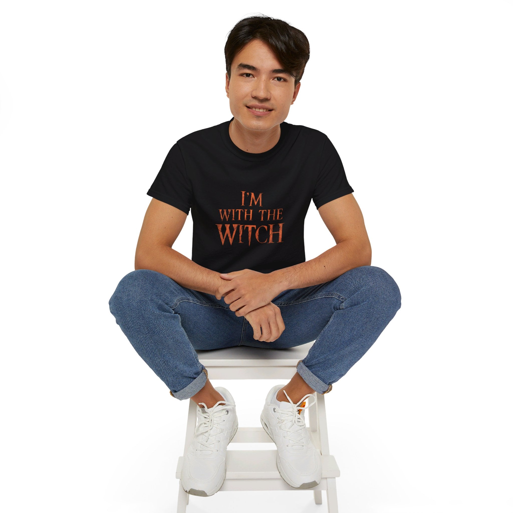 I'm With The Witch Halloween Funny Halloween Costumes Shirt | Happy Halloween Gifts | Scary Halloween Merchandise | Spooky Halloween Unisex T-Shirt