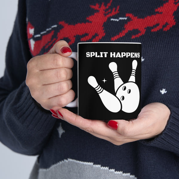 Funny Bowling Mug | Split Happens Bowling Coffee Mug | Bowling Gifts | Funny Bowling Presents | Bowling Mug 11oz