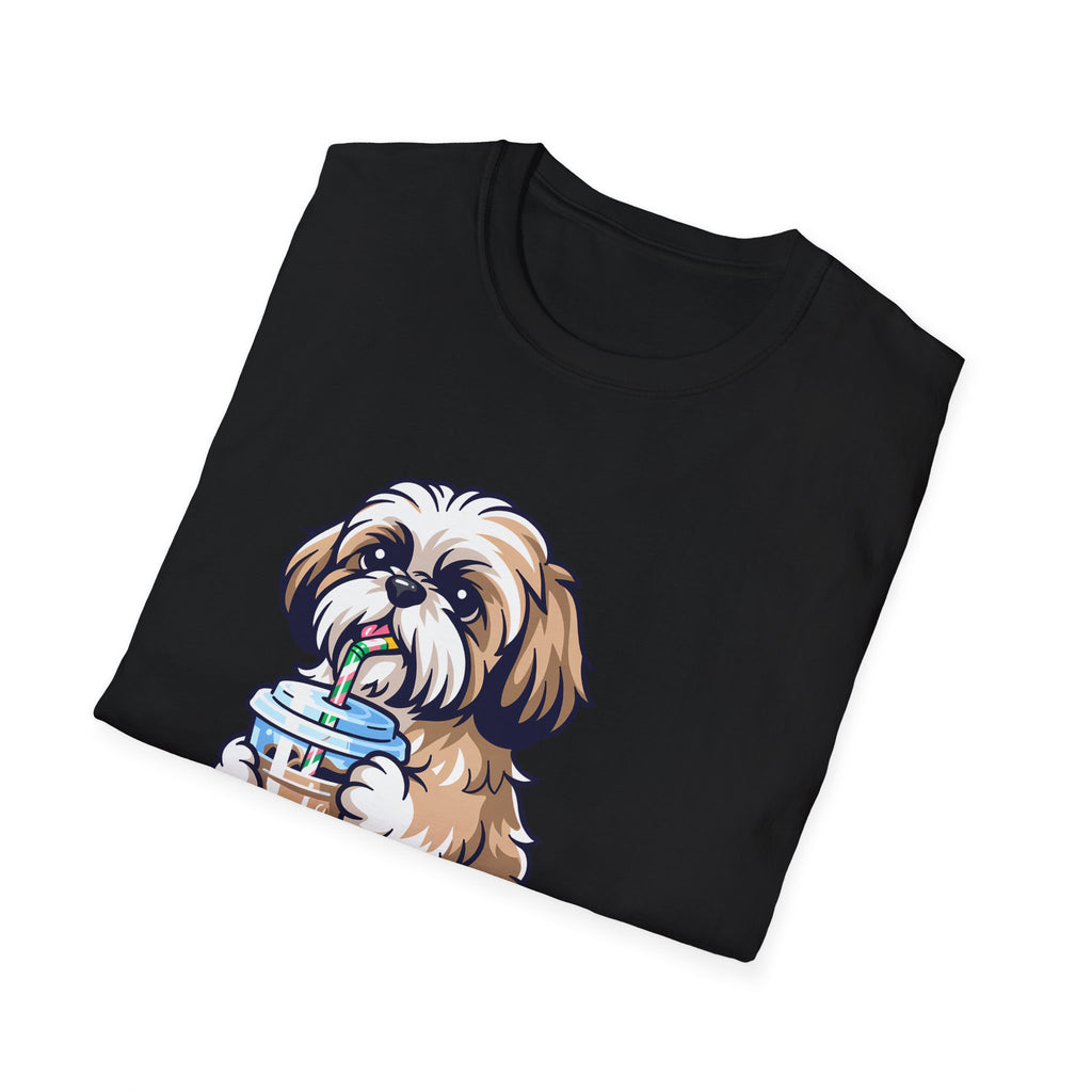 Shih Tzu Drinking Coffee T-Shirt — Cute Dog Coffee Lover Tee