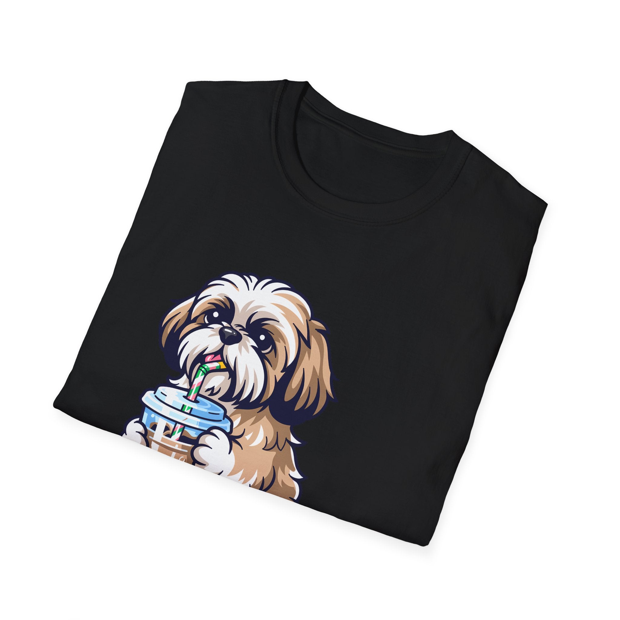 Shih Tzu Drinking Coffee T-Shirt — Cute Dog Coffee Lover Tee