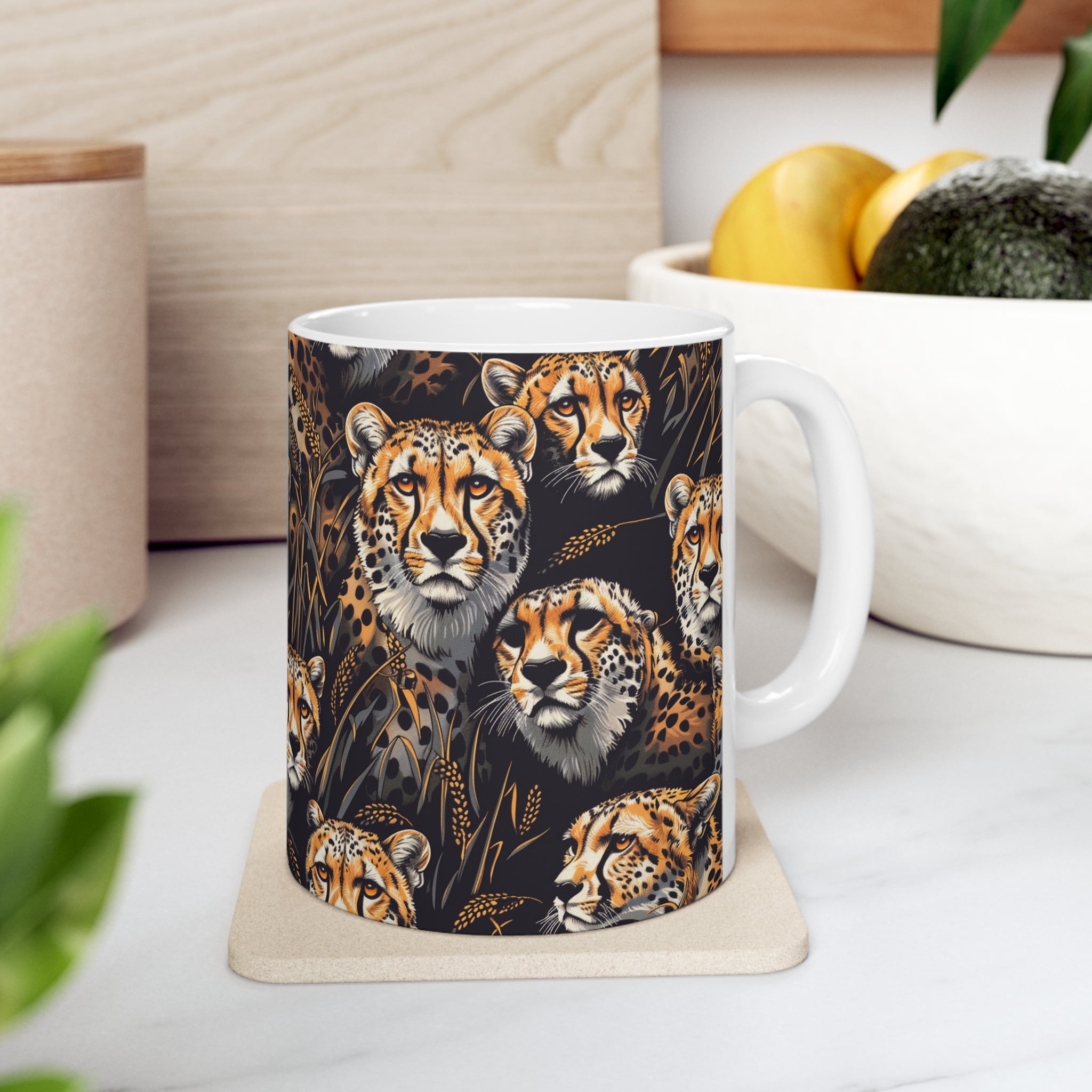 Cheetah Mug | Cheetah Gifts | Cheetah Presents | Group Of Cheetah Ceramic Mug 11oz
