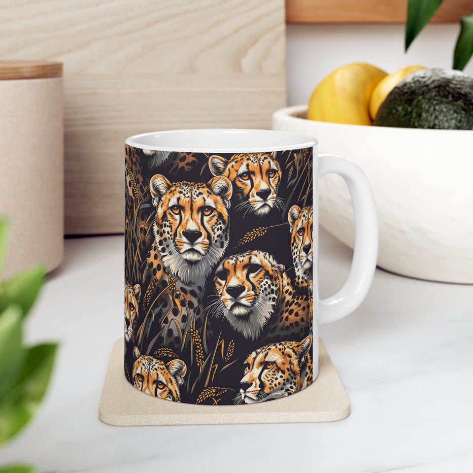Cheetah Mug | Cheetah Gifts | Cheetah Presents | Group Of Cheetah Ceramic Mug 11oz