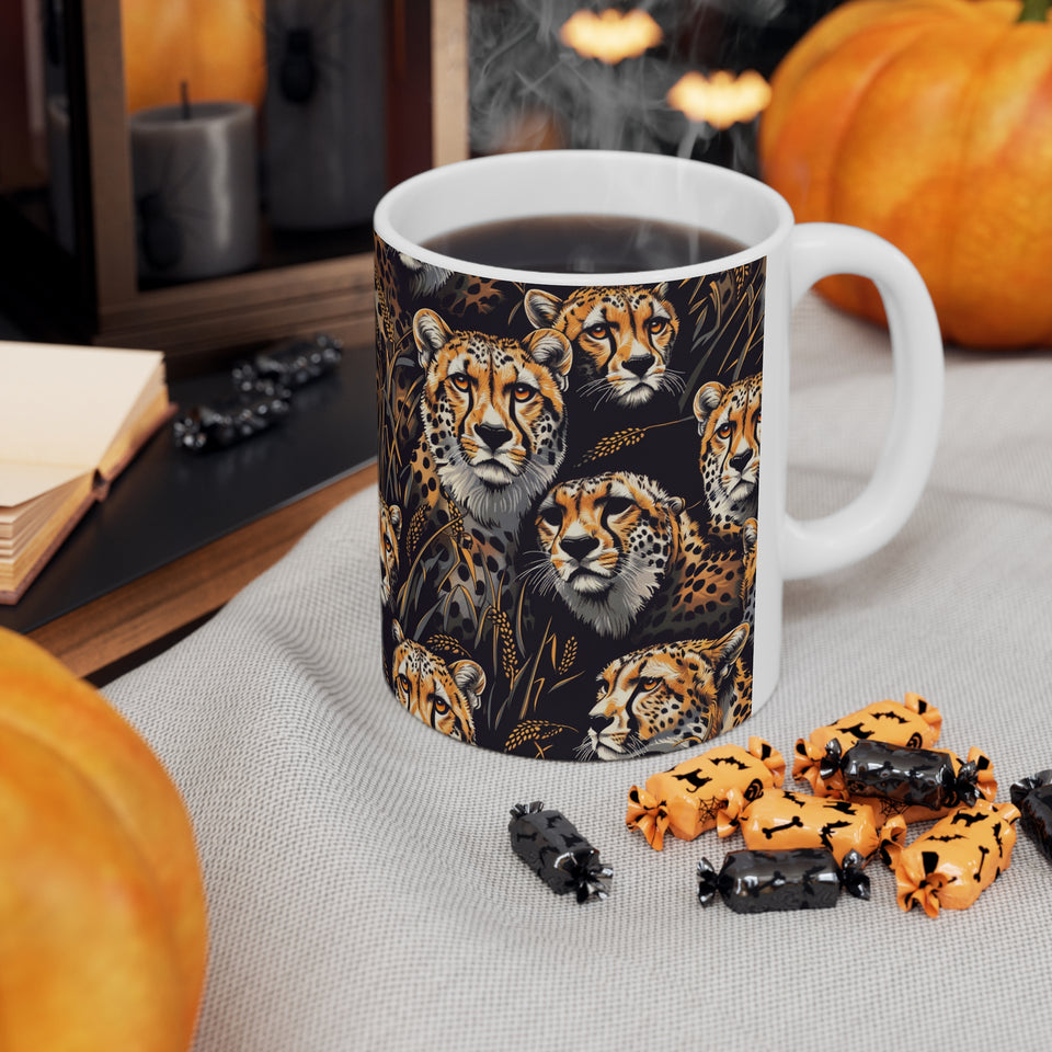 Cheetah Mug | Cheetah Gifts | Cheetah Presents | Group Of Cheetah Ceramic Mug 11oz