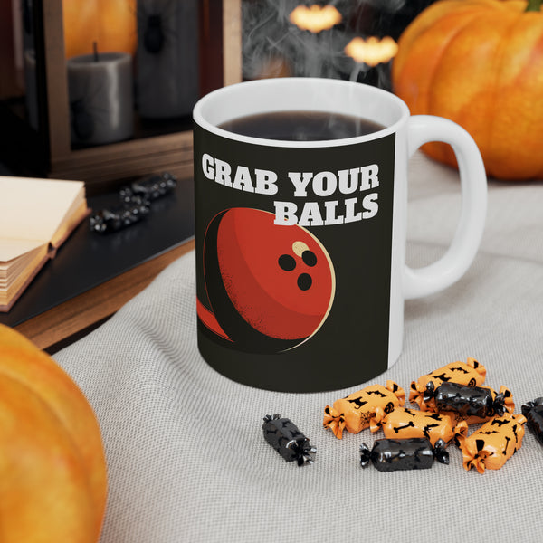 Funny Bowling Mug | Grab Your Balls Bowling Coffee Mug | Bowling Gifts | Funny Bowling Presents | Bowling Mug 2 11oz