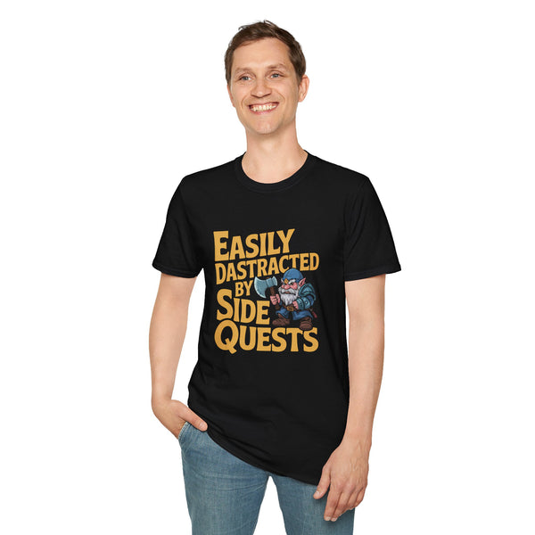 Easily Distracted By Side Quests T-Shirt — RPG Gamer Tee