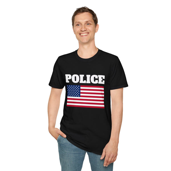 Police American Flag 4th of July USA Flag Patriotic T-Shirt - Police Officer American Flag 4th of July USA Tee