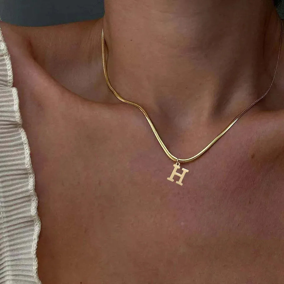 Elegant A-Z Stainless Steel Pendant Necklace