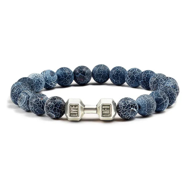 Gym Dumbbell Fitness Natural Volcanic Stone Bracelet