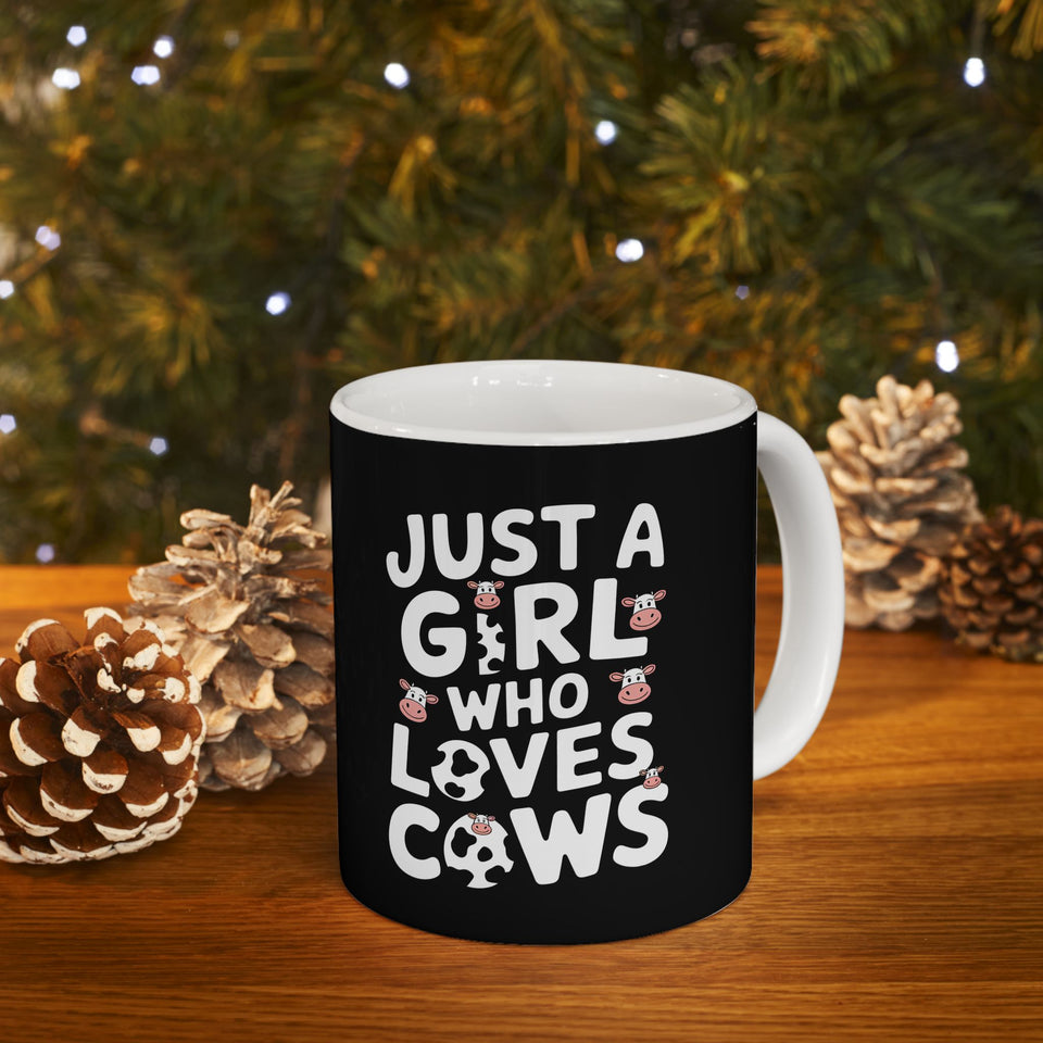Just A Girl Who Loves Cows Mug | Cute Cow Gifts | Cow Coffee Mug 11oz