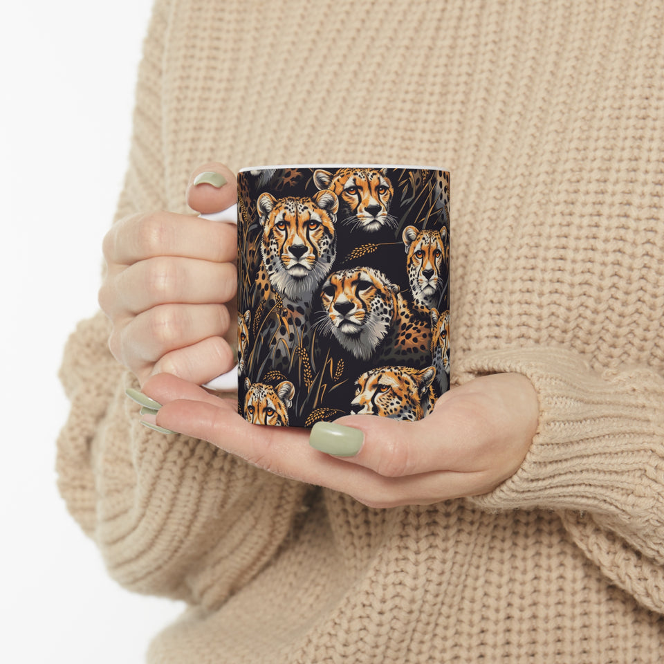 Cheetah Mug | Cheetah Gifts | Cheetah Presents | Group Of Cheetah Ceramic Mug 11oz