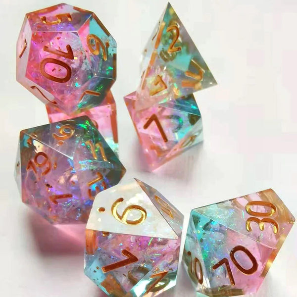 7pcs Gaming Dice - Tabletop RPG Resin Dice Set - Role Playing Board Game